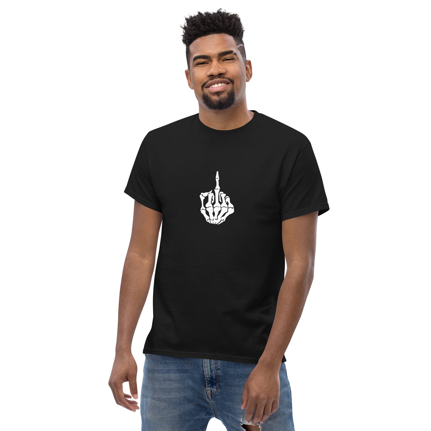 Halloween Skeleton Middle Finger Men's classic tee