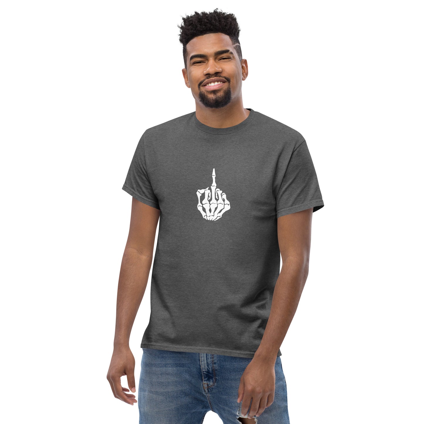 Halloween Skeleton Middle Finger Men's classic tee